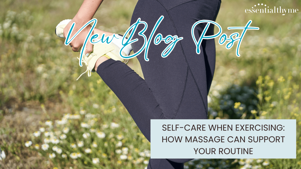 A woman in a field stretching her leg -Self-Care When Exercising: How Massage Can Support Your Routine